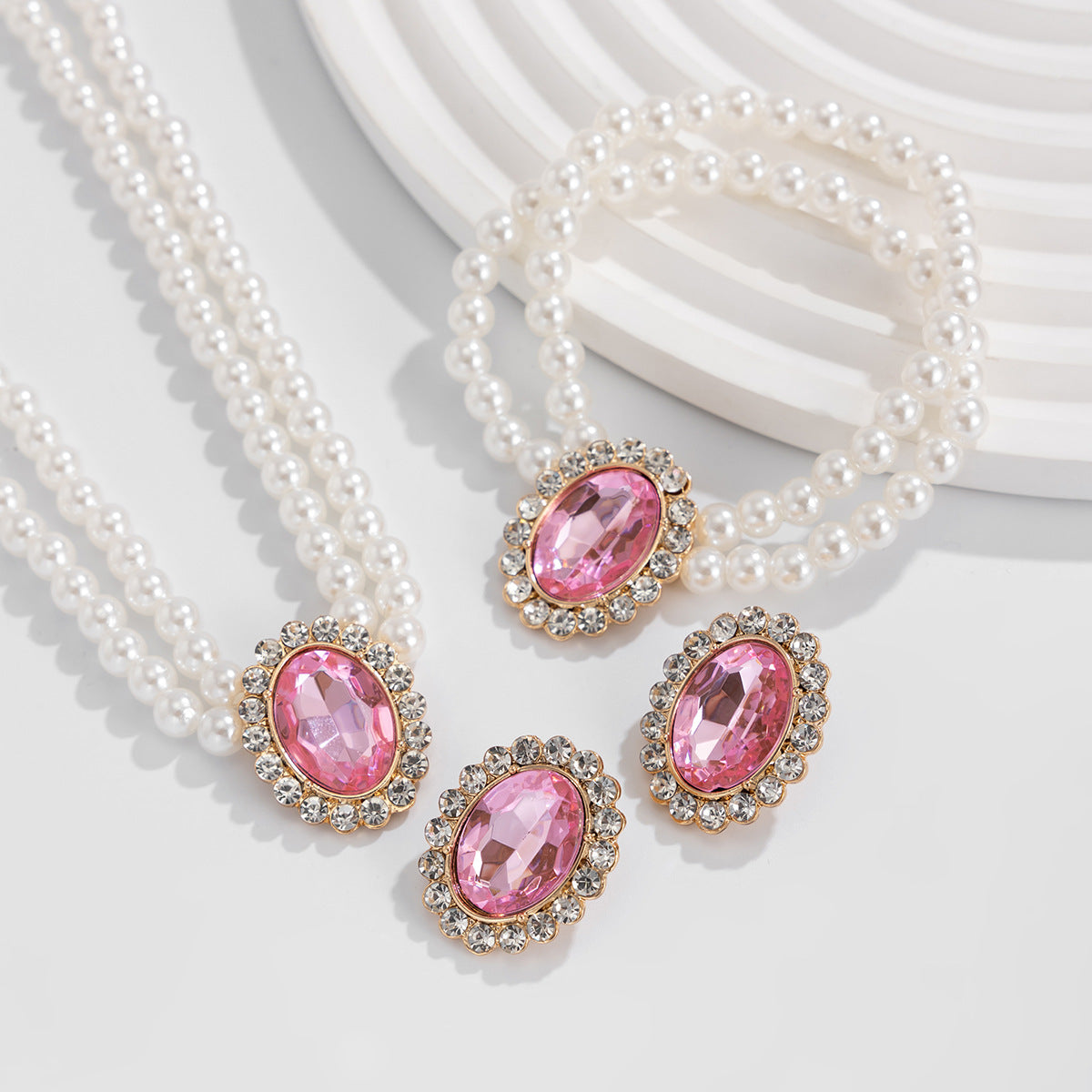 Planderful Vienna Verve Collection – Elegant Retro Pearl and Zircon Jewelry Set