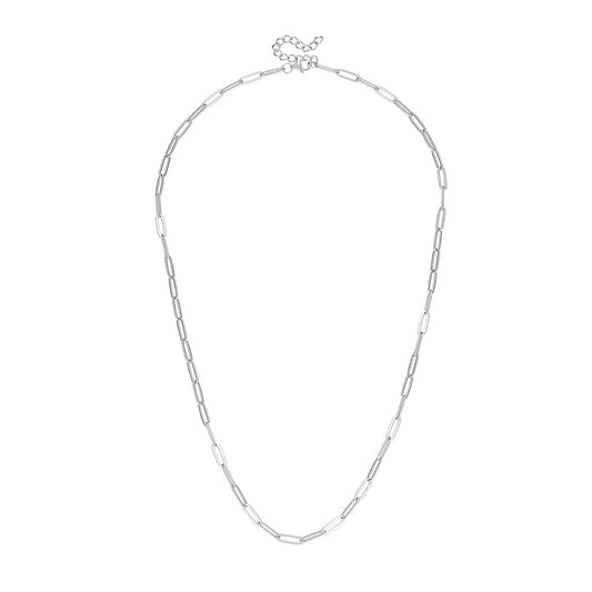 Paper Clip Chain Silver Necklace