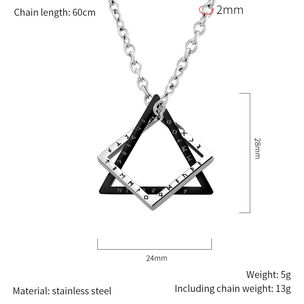 Planderful Geometric Necklace Nordic Viking Triangle Square Stacked Titanium Steel Non Fading Unisex Jewelry