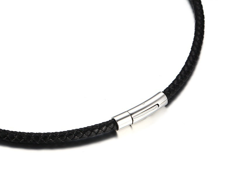 Jewelry Factory Necklace Rope with Chain Leather Collar Neck Ring Accessories Jewelry for Men