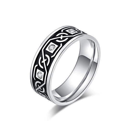 Vintage Nordic Style Viking Celtic Knot Stainless Steel Ring