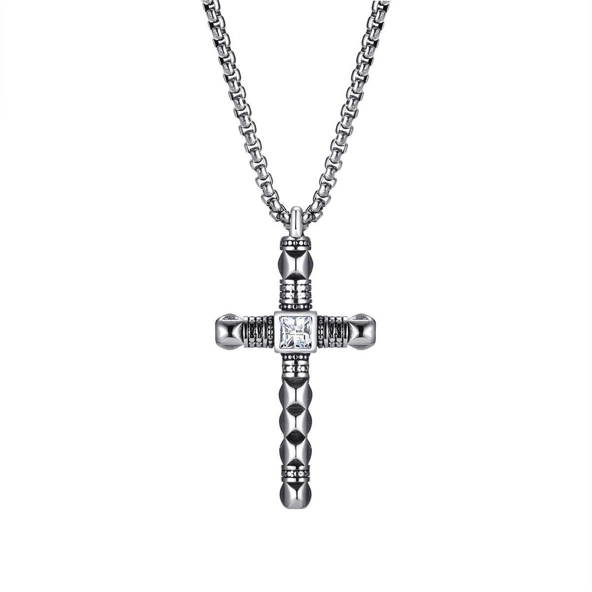 Cross Zircon Stainless Steel Necklace for Men