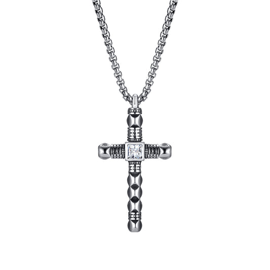 Cross Zircon Stainless Steel Necklace for Men