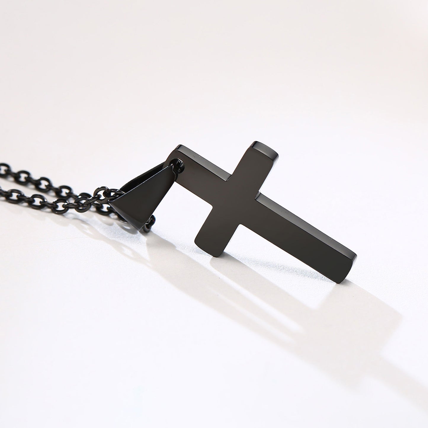 Stainless Steel Cross Black Ladies Steel Necklace Wholesale