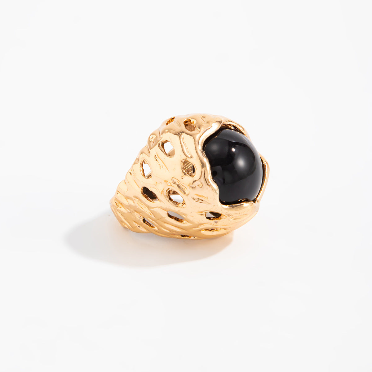 Planderful Bird Nest Gem Ring Bold Retro Geometric Resin Inlay For Statement Jewelry Lovers