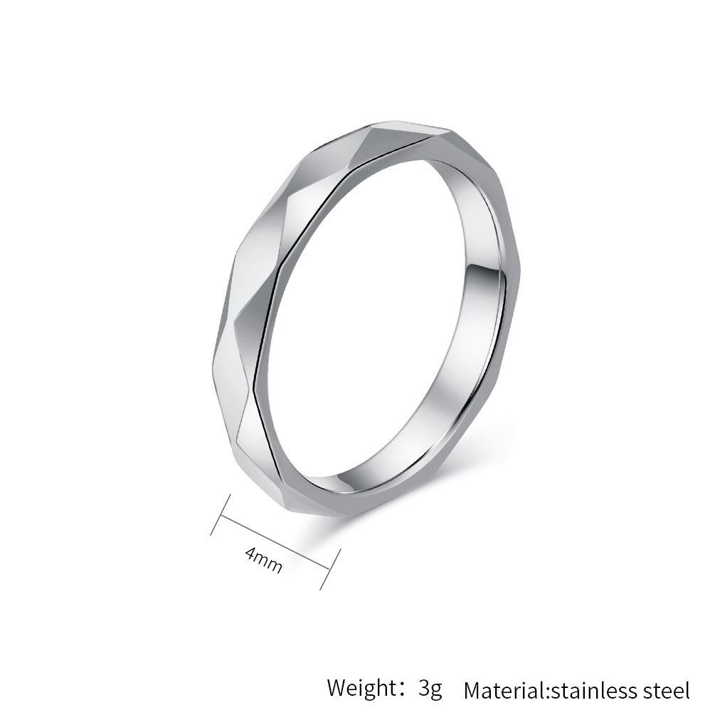 Steel Ring – Elegant Geometric Rhombus Design Everyday Wear For Modern Hipster Style