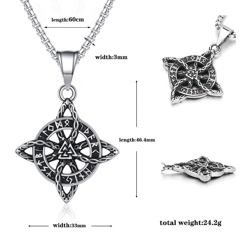 Steel Necklace - Vintage Nordic Celtic Eternal Cycle Viking Inspired Jewelry For Men
