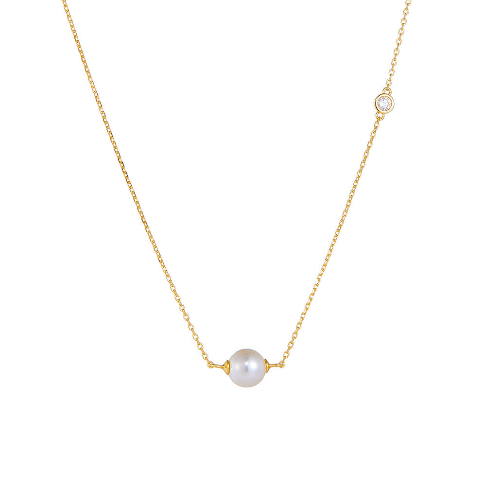 S925 Silver Bead Necklace Advanced Sense Single Pearl