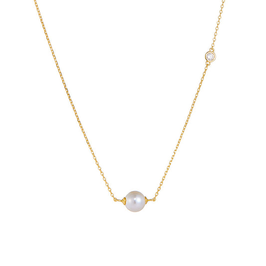 S925 Silver Bead Necklace Advanced Sense Single Pearl