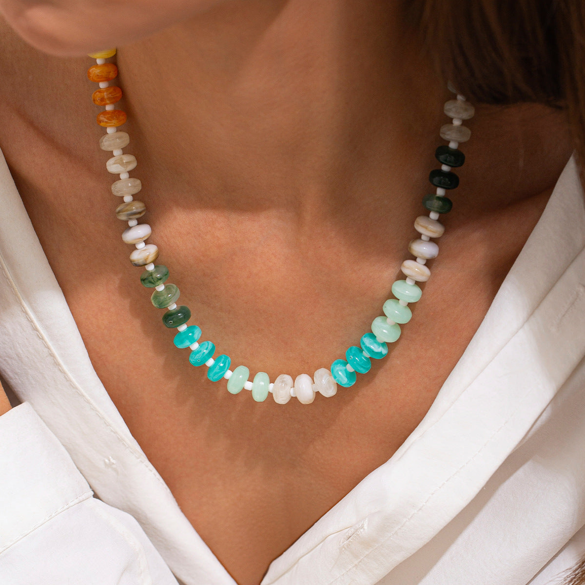 Rainbow Acrylic Beaded Necklace Collection