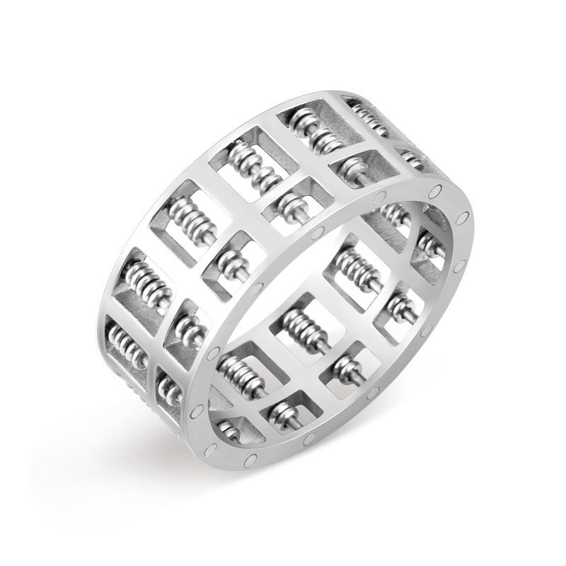Planderful Collection Everyday Genie Stainless Steel Abacus Ring Beaded Edgy Hip Hop Punk Couples