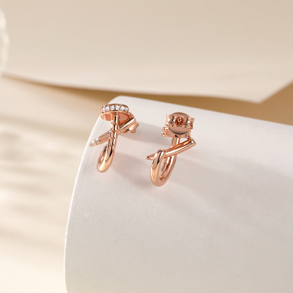 European And American Rose Gold S925 Silver Stud Earrings