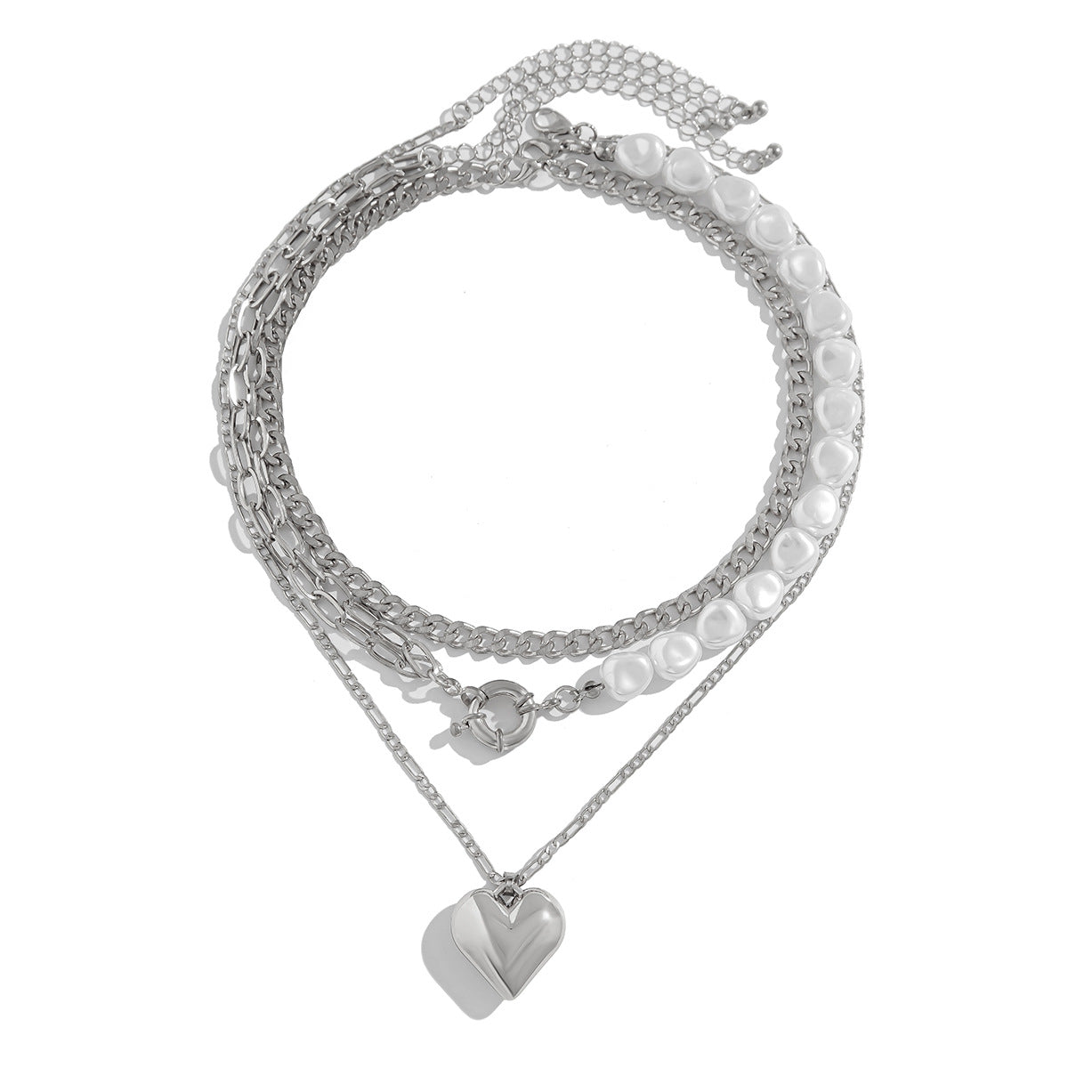 Asymmetrical Heart & Cross Layered Necklace