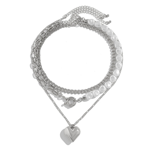 Asymmetrical Heart & Cross Layered Necklace