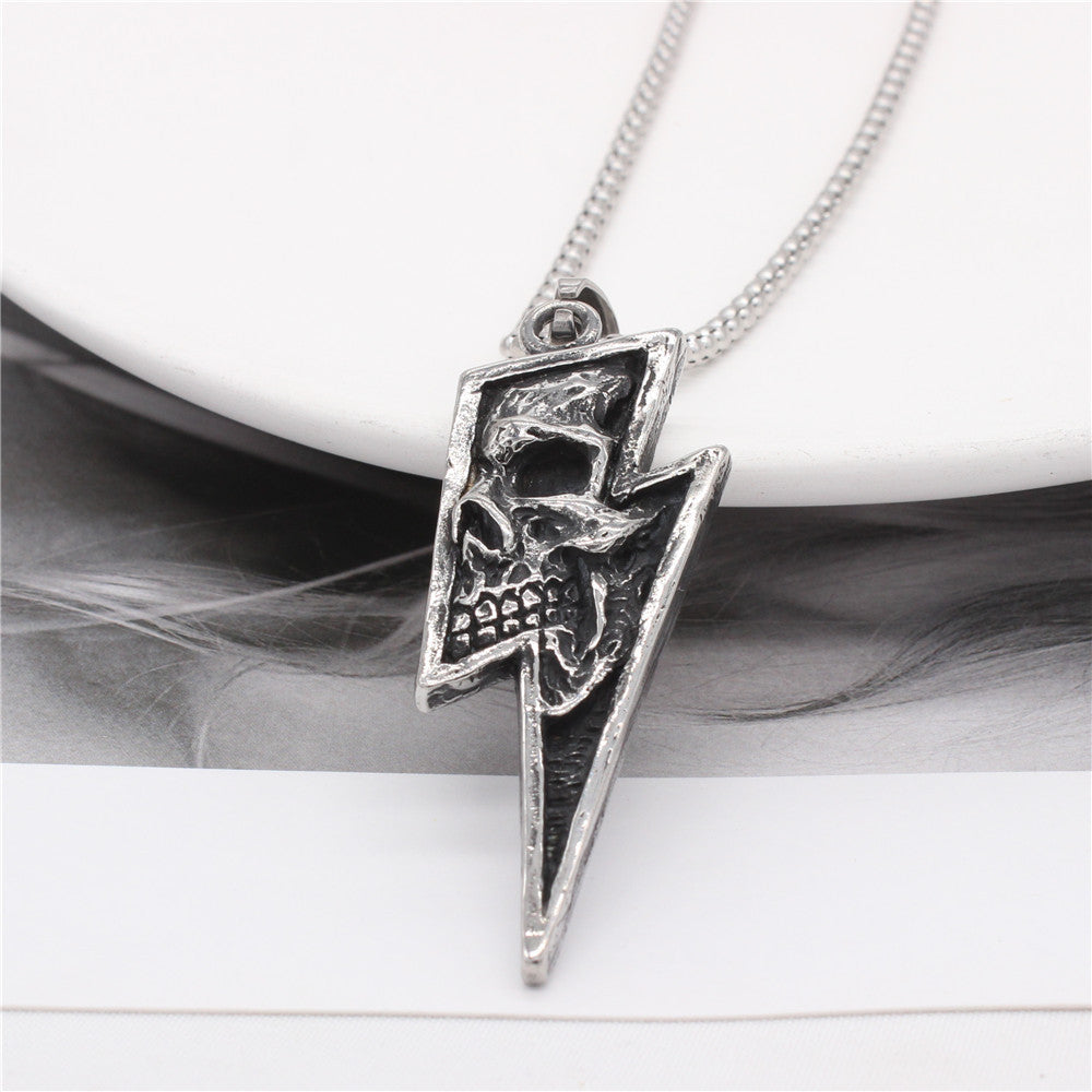 Lightning Skull Titanium Steel Pendant Necklace