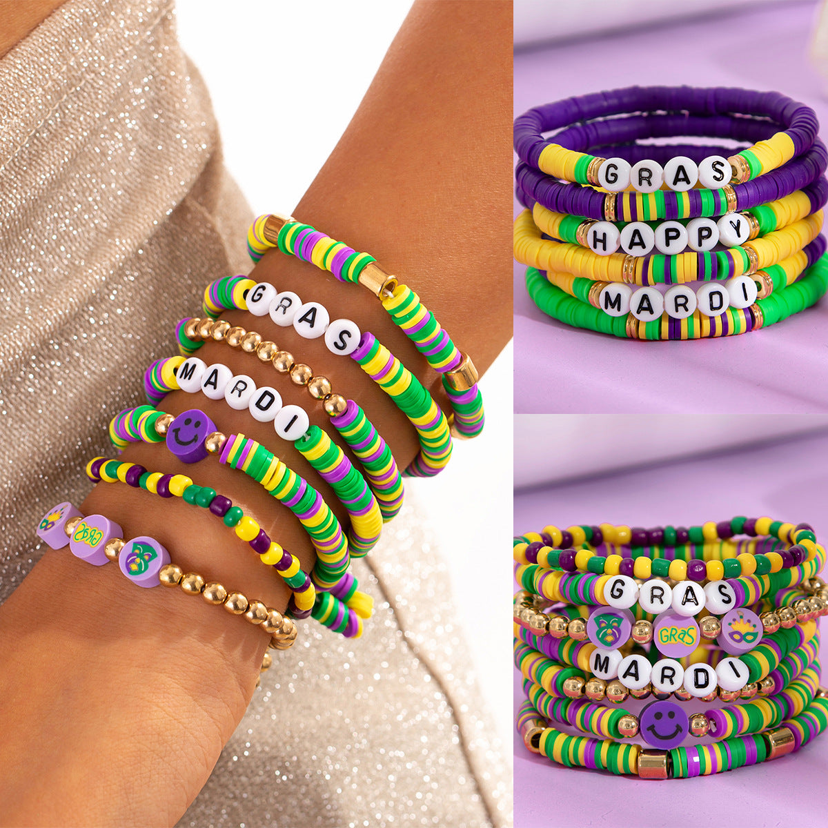 Planderful Vienna Verve Bracelet Set – Personalized Stacked Acrylic Beaded Design