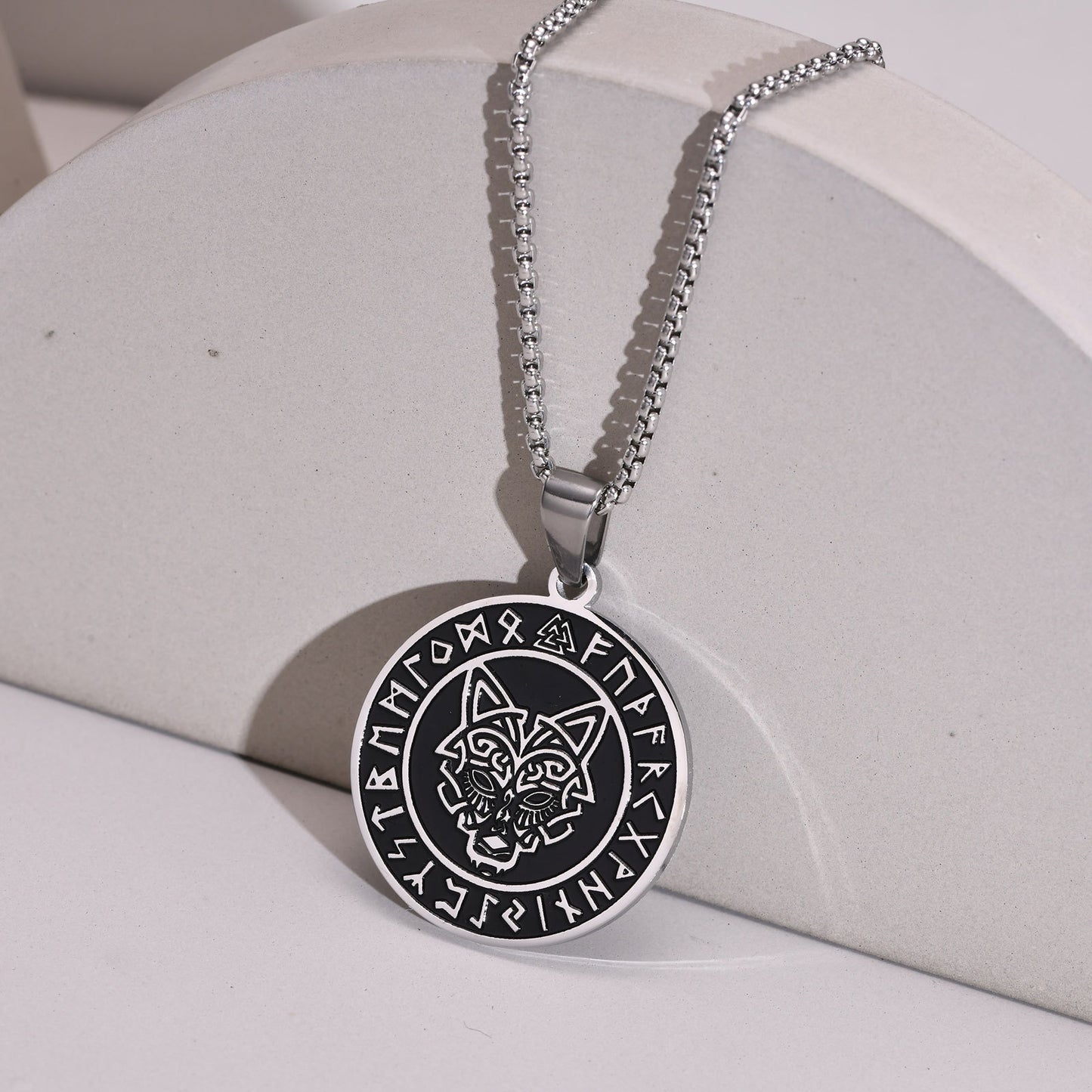 European and American Jewelry Stainless Steel Viking Wolf Pendant