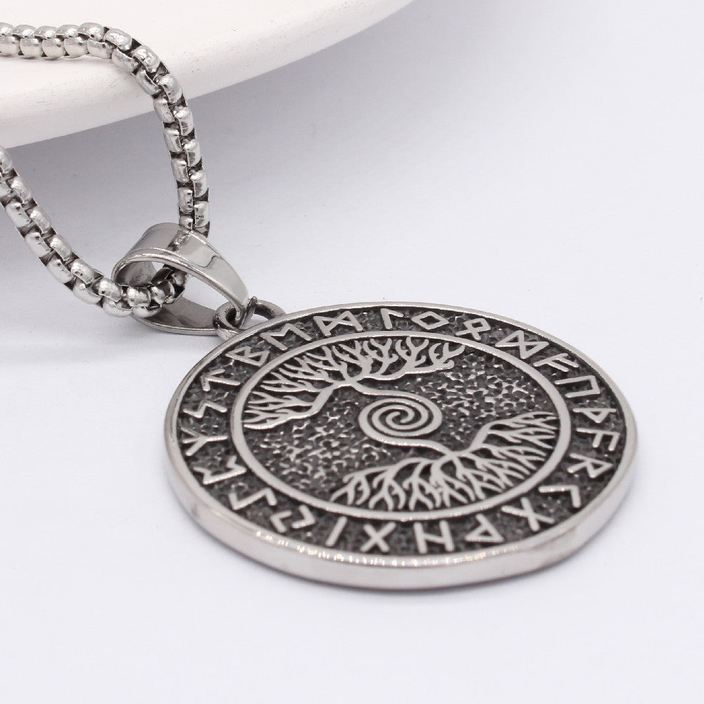 Planderful Viking Tree of Life Pendant Titanium Steel Unisex Jewelry for Men and Women Protection Statement