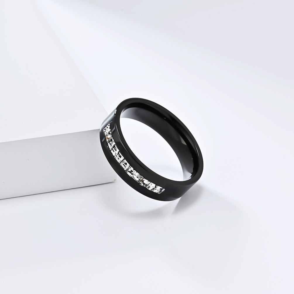 Planderful Gold Plated Titanium Steel Ring Elegant With Square Zircon For Women Office Wear
