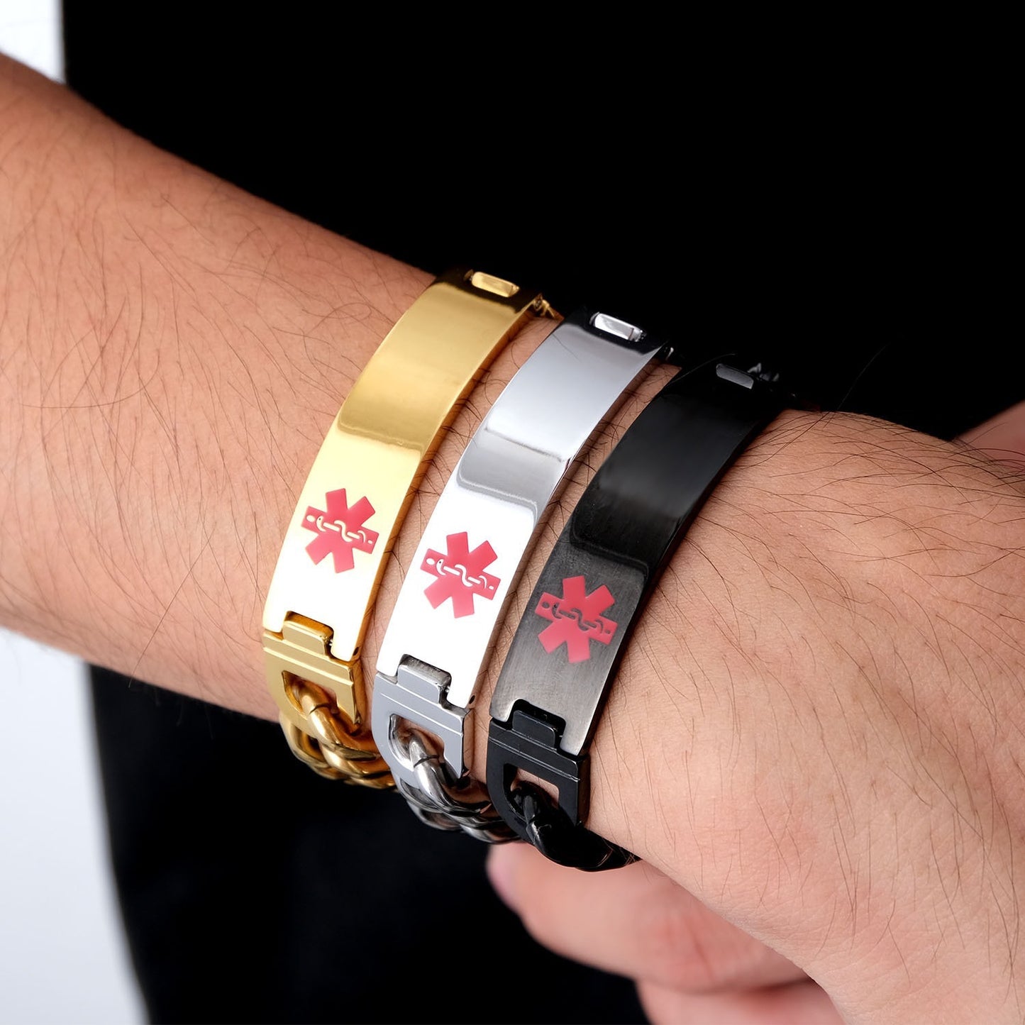 Planderful Everyday Genie Medical Logo Stainless Steel Bracelet Mens Fashion High End Durable Curved Design