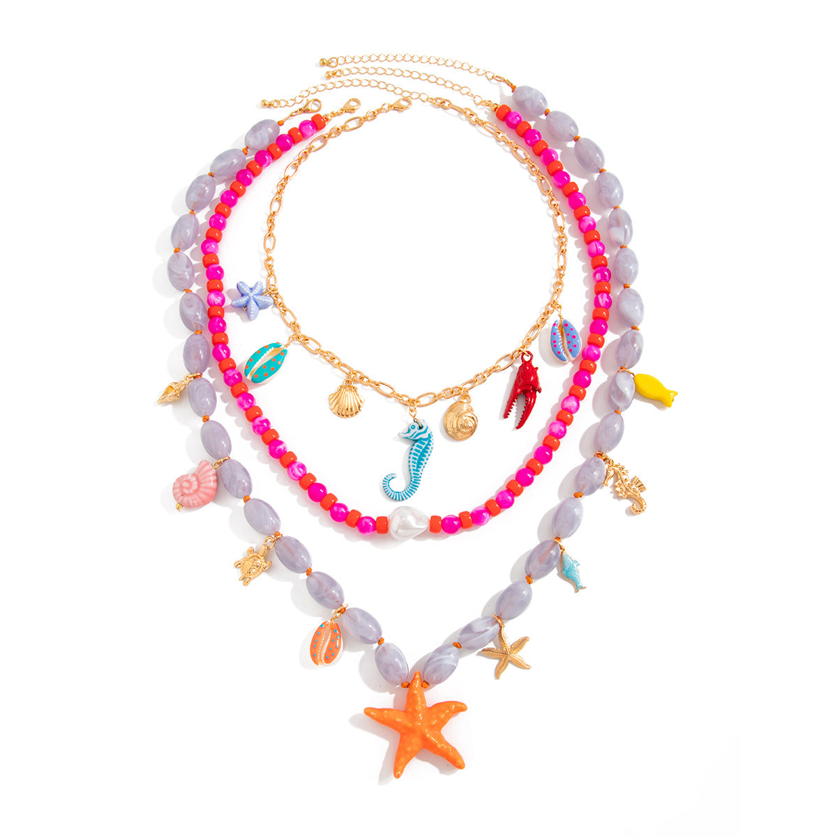 Dopamine Starfish & Seahorse Beaded Necklace
