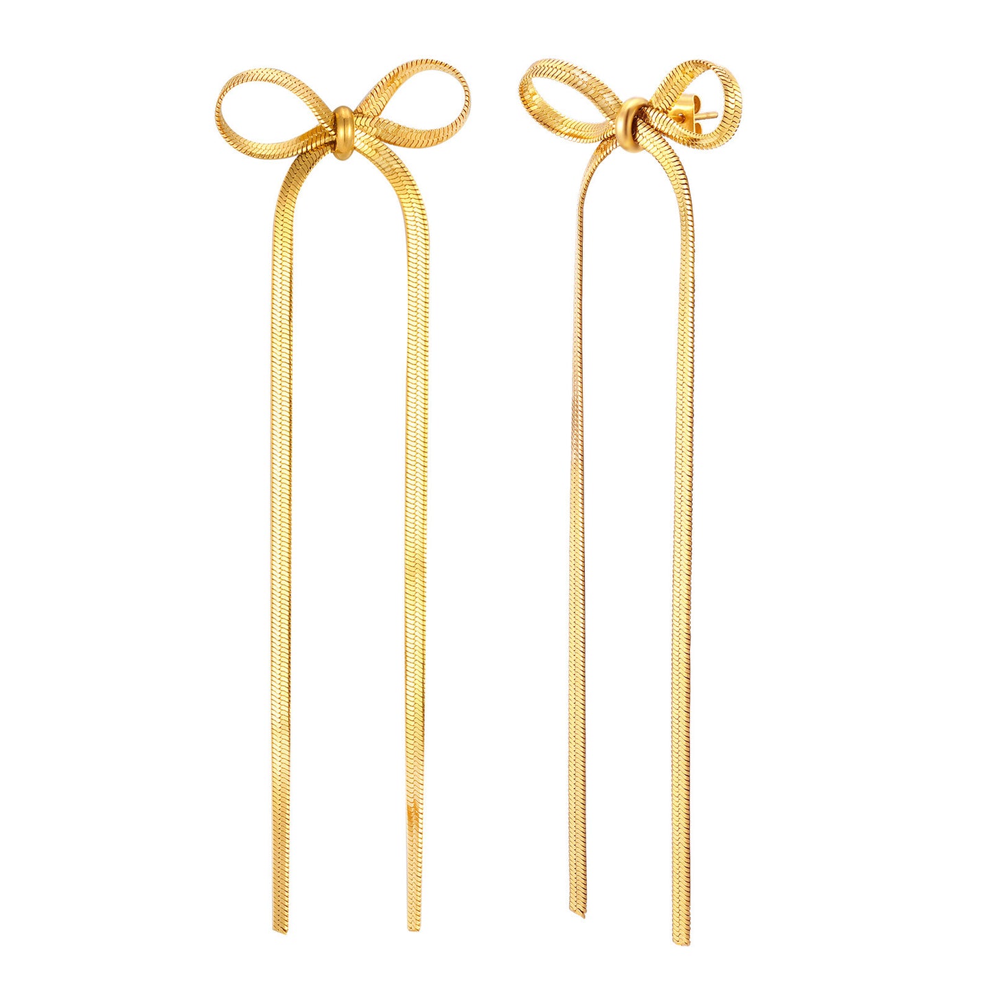 Earrings French Fashion Fringed Earrings Stainless Steel Bow