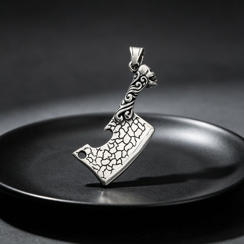 Viking Weapon Tomahawk Short Sword Titanium Steel Pendant Vintage Celtic Skull Axe Knife Necklace