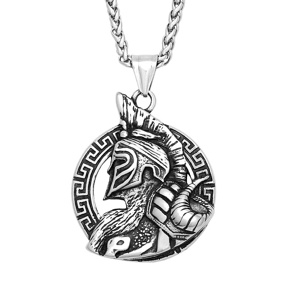 Vintage Fighter Stainless Steel Men's Pendant Necklace
