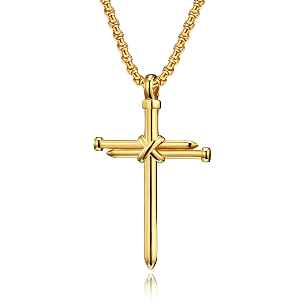 Planderful Nail Cross Necklace For Men Stainless Steel Punk Pendant Bold Durable Jewelry