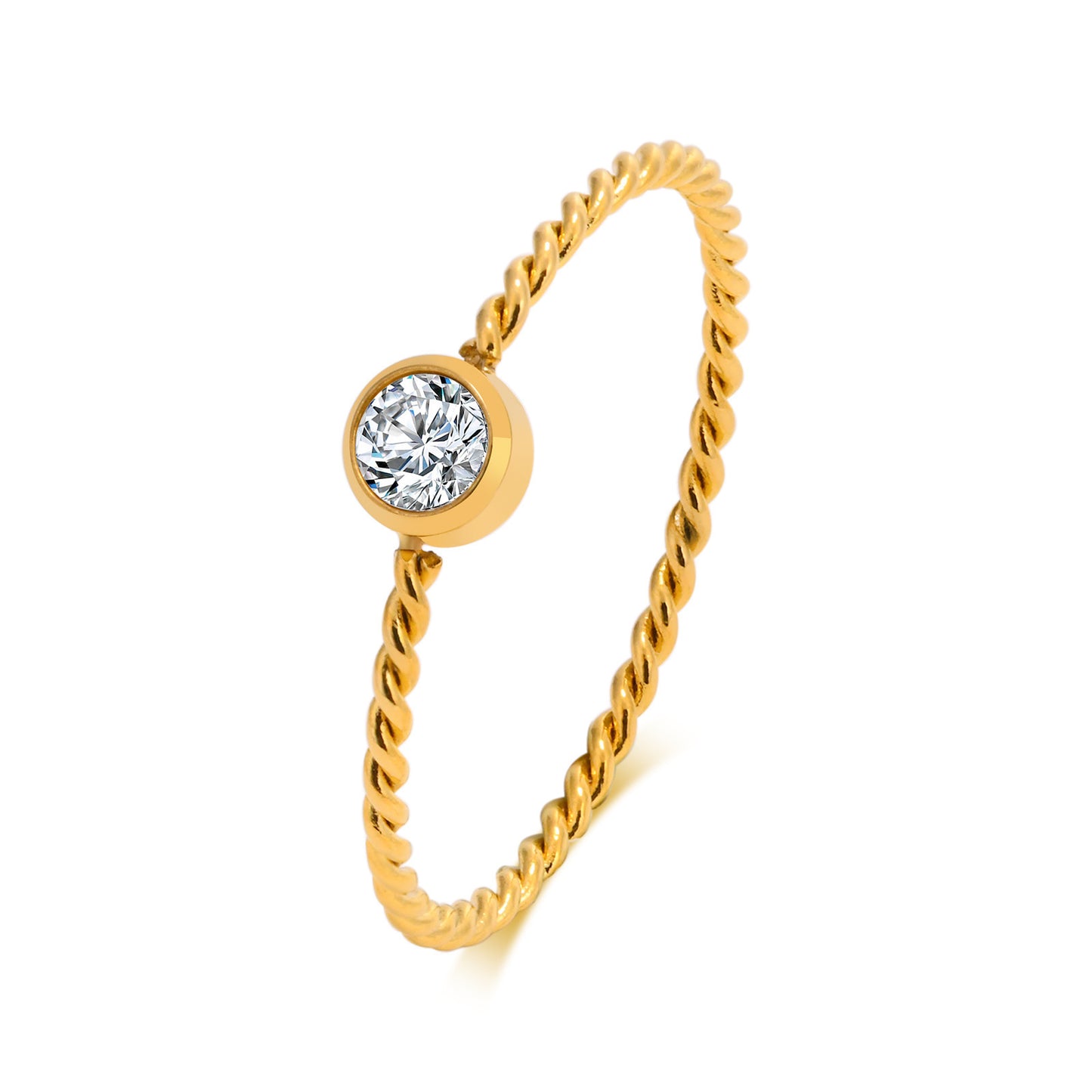 Foreign Trade Jewelry Stainless Steel Zircon Twist Ring