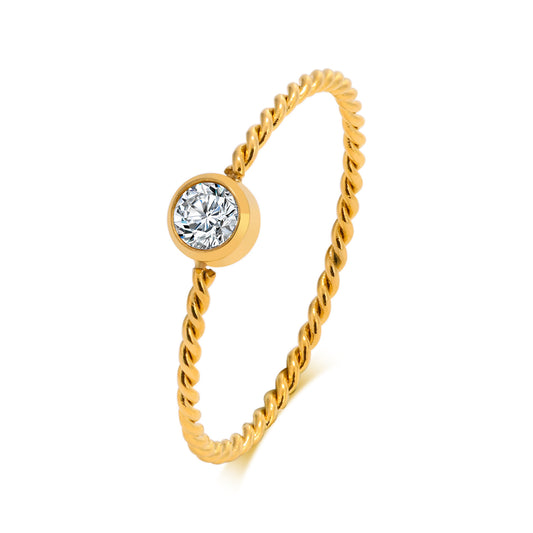 Foreign Trade Jewelry Stainless Steel Zircon Twist Ring