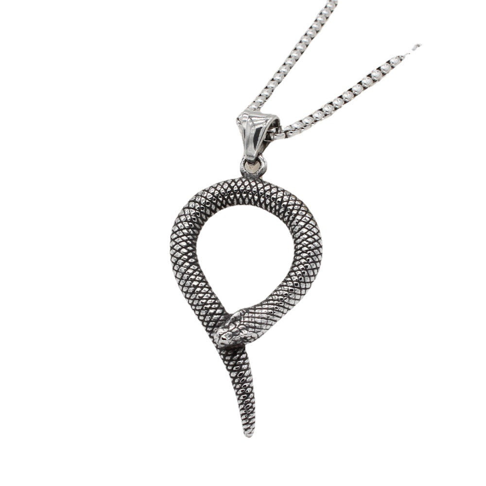 Personalized Retro European American Style Snake Pendant Titanium Steel Unisex Necklace Protection By Planderful