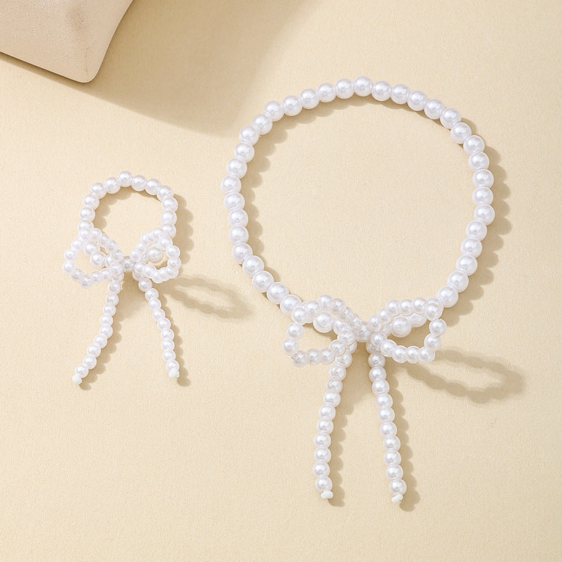 Planderful Vienna Verve Pearl Bow Jewelry Set for Women