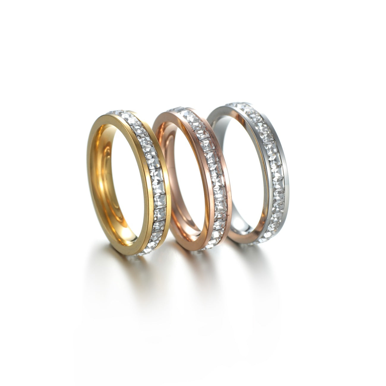 Planderful Everyday Genie Zircon Inlaid Gypsy Ring Stainless Steel Unisex Rose Gold Bold Statement