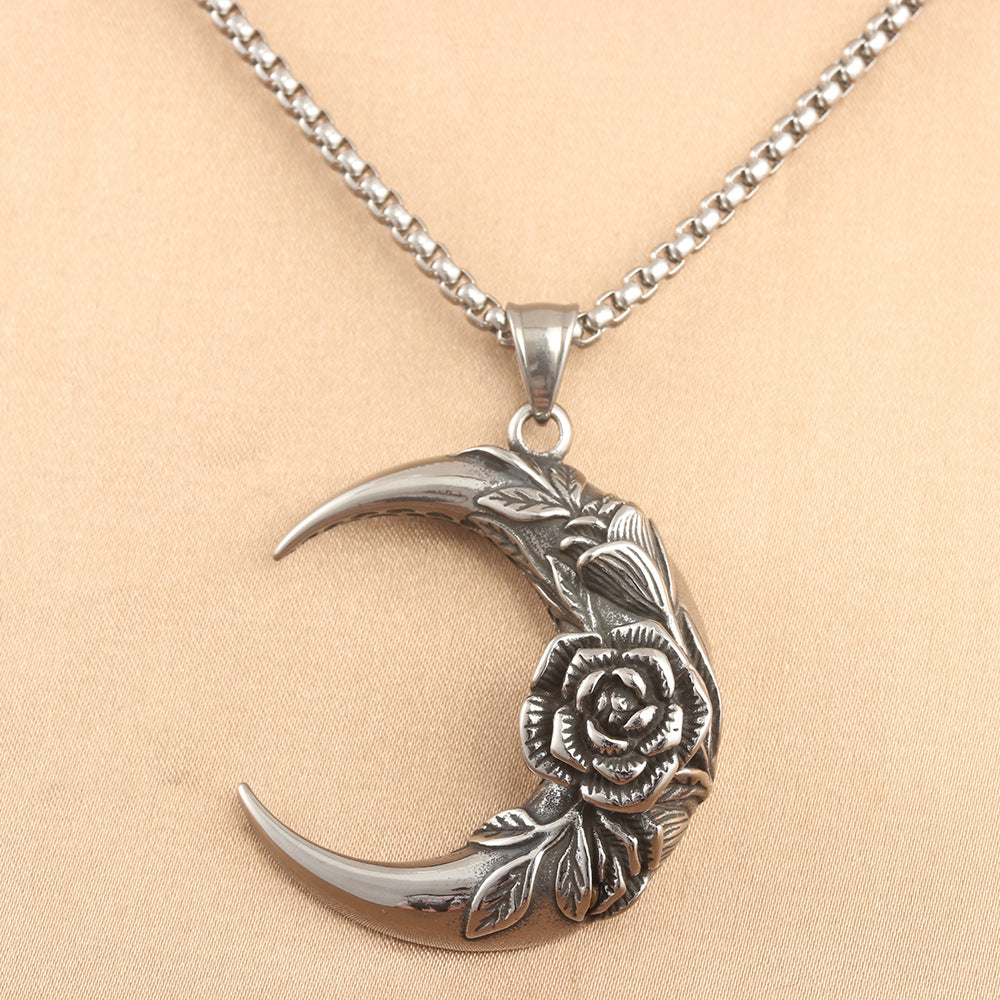 European And American Stainless Steel Moon Flower Pendant