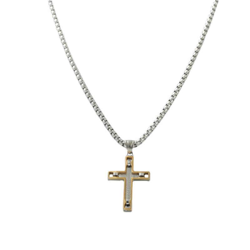 Personalized Retro Titanium Steel Cross Pendant Necklace for Trendy Men
