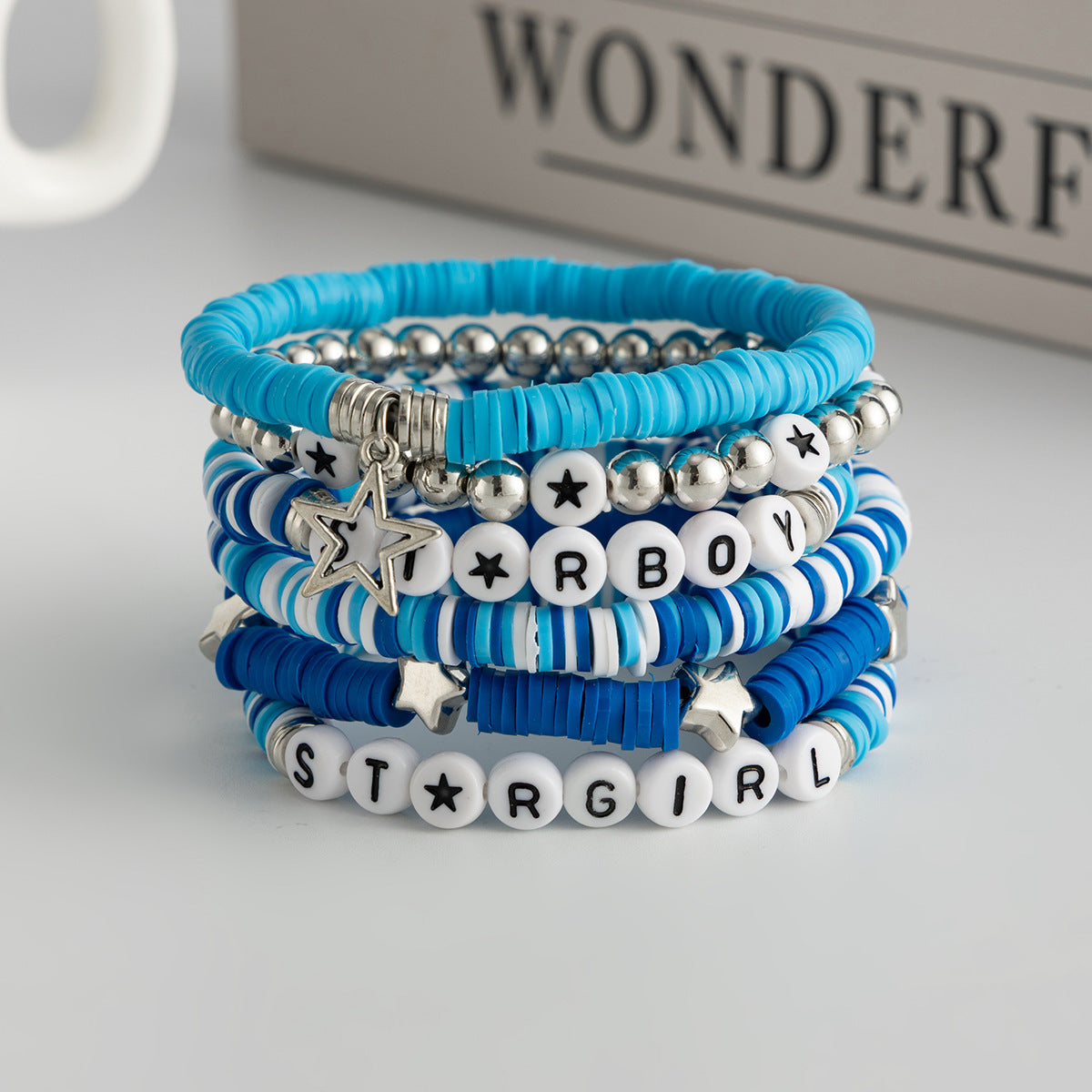 Planderful Vienna Verve Friendship Star Bracelet Set Stacking Elastic Beaded Jewelry For Women