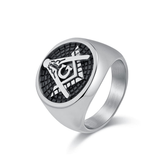 Planderful Freemasonry Ring For Men Stainless Steel Titanium Durable Retro Style Everyday Genie
