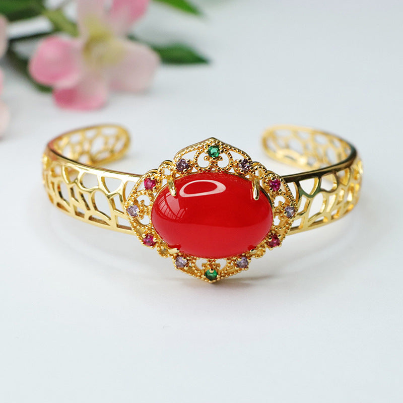 Retro Women's Golden Opening Agate Bracelet - Fortune's Favor Collection