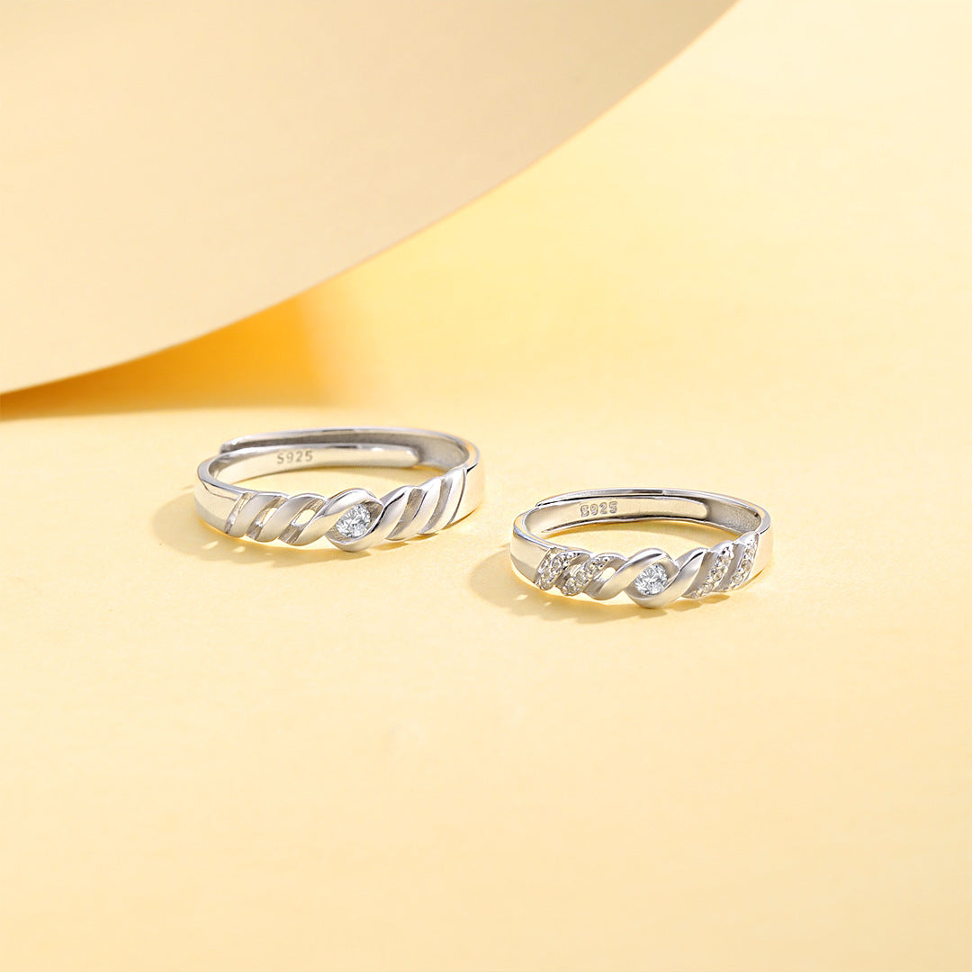 Planderful Mobius 925 Sterling Silver Couple Rings – Niche Design and Light Luxury