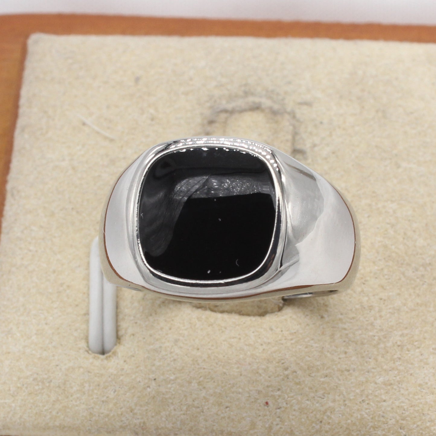 Planderful Jewelry Titanium Steel Ring Epoxy Square Design, Modern Minimal Band Luxury