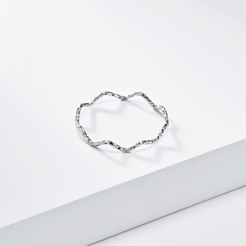 Planderful Light Luxury 1mm Wave Titanium Steel Ring For Women Daily Elegant Wear Jewelry