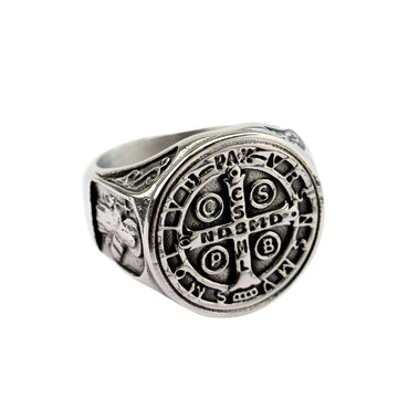 Planderful Mens Stainless Steel Cross Ring With Titanium Finish Durable Fashion Accessory For Men