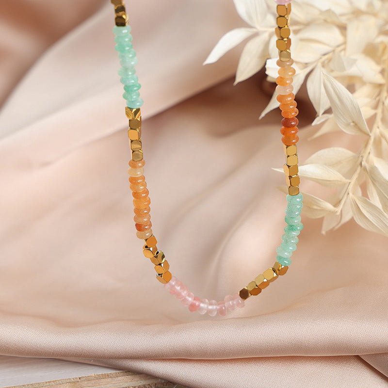 Colorful Tianhe Stone Crystal Abacus Beads Necklace: Handmade High-End Jewelry
