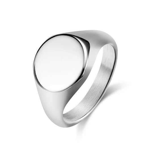 Simple Light Luxury Titanium Steel Smooth Seal Ring Jewelry