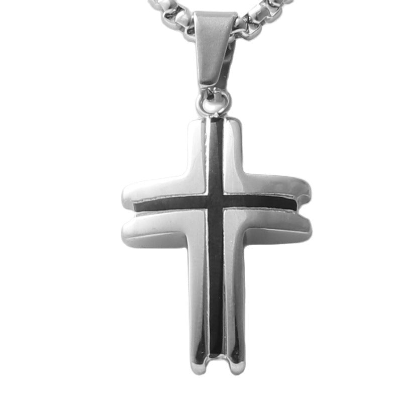Personalized Retro Titanium Steel Cross Pendant Necklace for Men - Trendy Stainless Steel Design