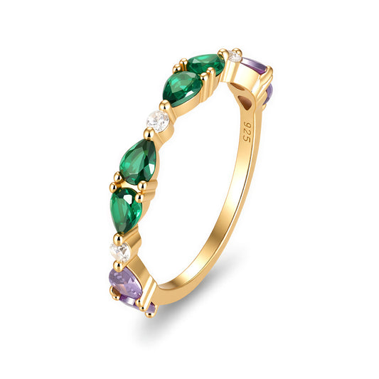 925 Sterling Silver Creative Color Water Drop Zircon Ring Jewelry
