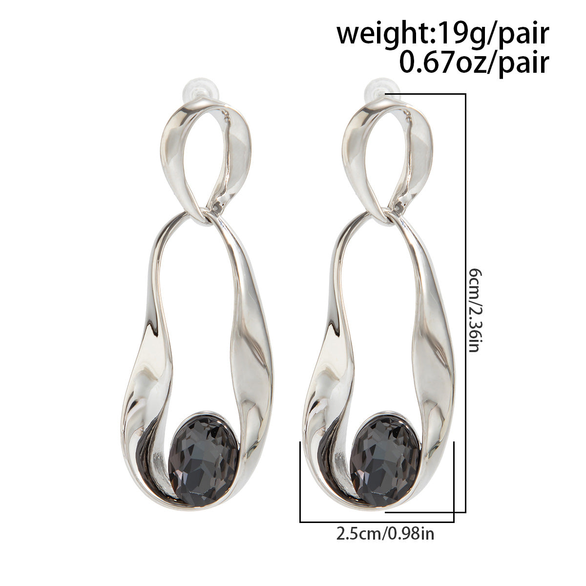 Planderful Gemstone Stud Earrings Two Color Zircon Splicing Design For Modern Women