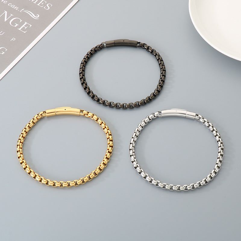 Stylish & Lettering Necklace – Hip-Hop Square Pearl Chain Bracelet