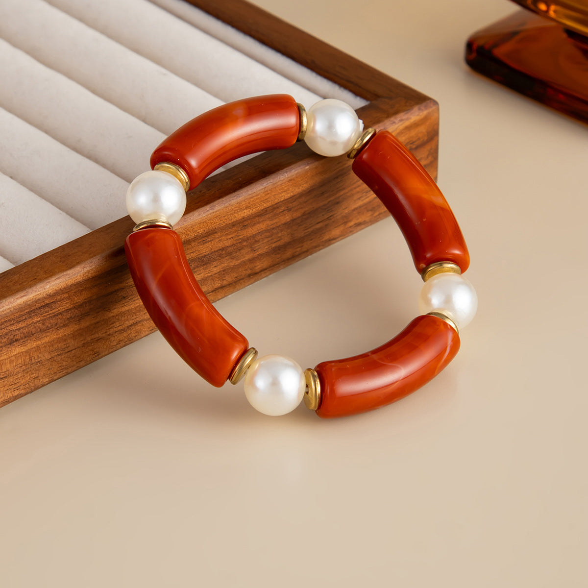 Planderful Amber Beaded Elastic Bracelet Vienna Verve Statement Jewelry For Women Fashion Lovers